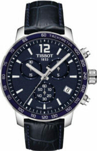 Tissot Quickster Blue Leather Strap Blue Dial Chronograph Quartz Watch for Gents - T095.417.16.047.00