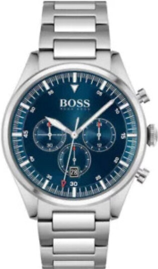 Hugo Boss Pioneer Silver Stainless Steel  Blue Dial Chronograph Quartz Watch for Gents - 1513713