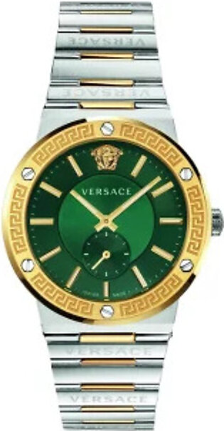 Versace Silver Stainless Steel Green Dial  Quartz Watch for Gents - VEV100420