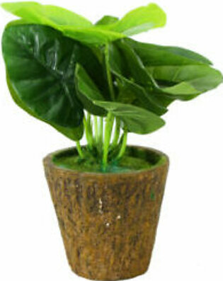 Artificial Plant with Ovate leaves in brown Decorative Pot