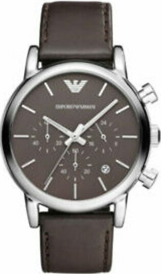Emporio Armani Classic Brown Leather Strap Brown Dial Chronograph Quartz Watch for Gents - AR1734