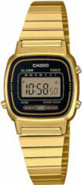 Casio Vintage Gold Stainless Steel Black Dial Quartz Watch for Ladies - CASIO LA-670WGA-1DF
