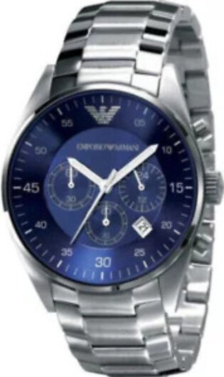 Emporio Armani Sportivo Silver Stainless Steel Blue Dial Chronograph Quartz Watch for Gents - AR-5860-H
