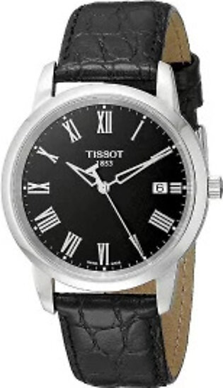 Tissot T-Classic Black Leather Strap Black Dial  Quartz Watch for Gents - T033.410.16.053.01