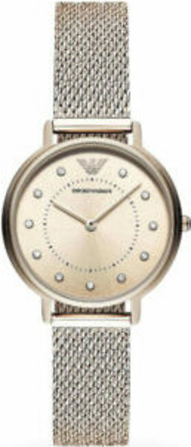 Emporio Armani Kappa Rose Gold Mesh Bracelet Pink Dial Quartz Watch for Ladies - AR11129