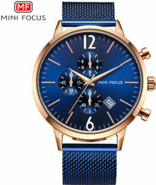 Mini Focus Blue Stainless Steel Mesh Blue Dial Quartz Watch for Gents- MF0185G-2 RG-BLU-ST