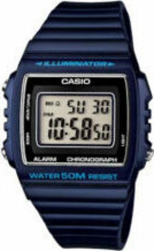 Casio Illuminator Blue Rubber Blue Dial Quartz Watch for Unisex - CASIO W-215H-2AVDF