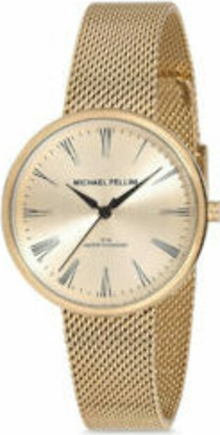 Michael Fellini Gold Mesh Bracelet Gold Dial Quartz Watch for Ladies- MF - 2227-2