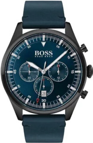 Hugo Boss Pioneer Blue Leather Strap Blue Dial Chronograph Quartz Watch for Gents - 1513711