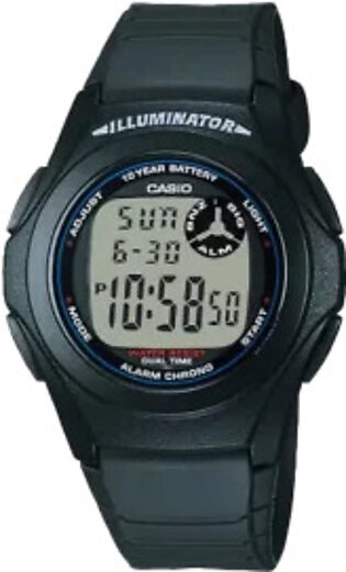 Casio Illuminator Black Silicone Strap Black Dial Quartz Watch for Gents - F-200W-1ADF(AG)