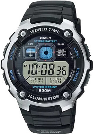 Casio Illuminator Black Silicone Strap Black Dial Quartz Watch for Gents - AE-2000W-1AVDF(AG)