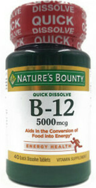 Nature’s Bounty Vitamin B-12 5,000mcg 40 Tablets