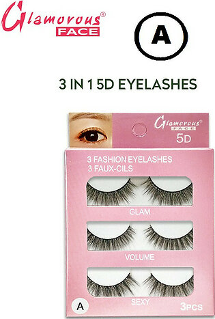 Glamorous Face 3in1 5D Eyelashes - ( 4 Shades )