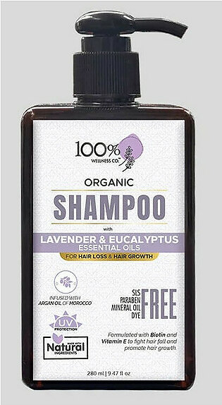 100% Wellness Organic Lavender & Eucalyptus Shampoo 280ml