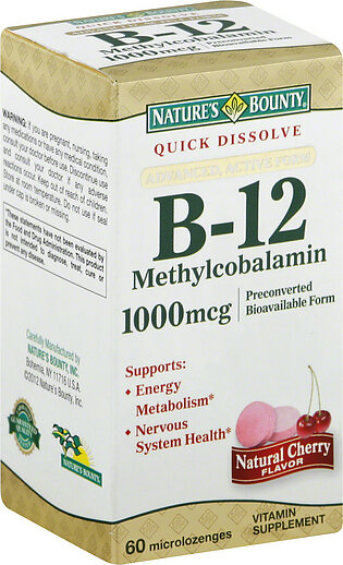 Nature’s Bounty B-12 Methylcobalamin 1000 mcg (60 Quick Dissolve Tablets)