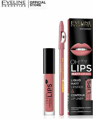 Eveline Oh! My Lips Liquid Matt Lipstick & Liner - 7 Baby Nude