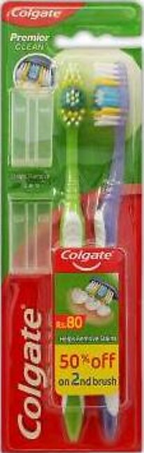 Colgate Premier Clean Medium Toothbrush Twin Pack