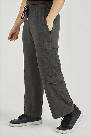 Charcoal Wide Legged Cargo Trousers
