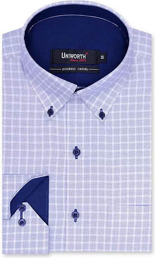 Check white/blue business casual fit shirt