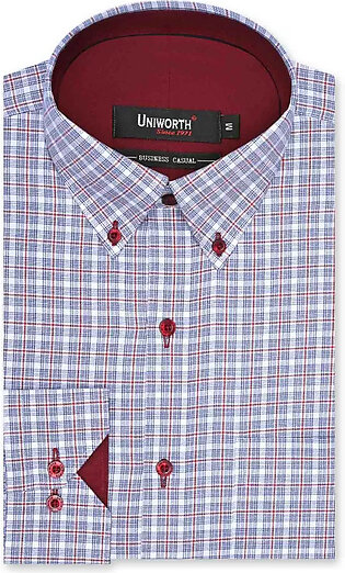 Check blue/red business casual fit shirt