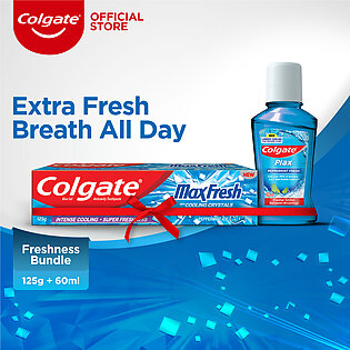 Colgate MaxFresh Peppermint 125g Toothpaste + Plax Mouthwash 60ml