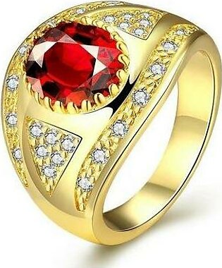 World Wide Gold Plating Red Stone Ring For Girls