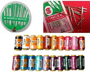 10 Sewing Thread with 30 Free Needles + 10 Singer Sewing Machine Needles