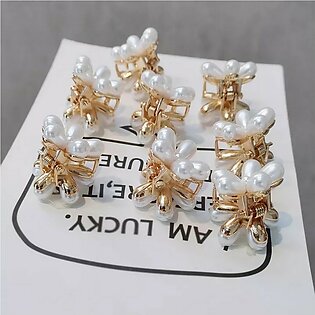 White 6Pcs 2.5x2cm Pearl Daisy Flower Small Child Hair Claaw Crab Elegant Hairpin Girls Hair Clip Styling Tool Accessories