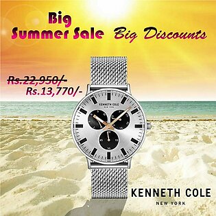 Kenneth Cole New York - KC14946014 - Stainless Steel Wrist Watch For Men - Silver