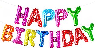 Happy Birthday Foil Letter Balloon Banner. Letters Measure Approx 39.5cm Tall, Banner Measures Approx 4 Metres Long When Assembled.
