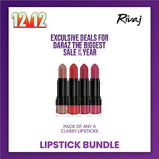 Lipstick Bundle By Rivaj UK ( Pack Of Any 4 Classy Lipsticks )