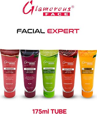 Glamorous Face Facial Expert's Complete Facial kit 5 Tubes, Foaming Cleanser, Skin Polish, Soft Scrub, Massage Cream, Mud Mask, 175ml Each Tube