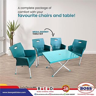 Boss Bp-317 Mega Joni Chair (pack Of 4) Bp-214 Steel Plastic Table (2 X 3)