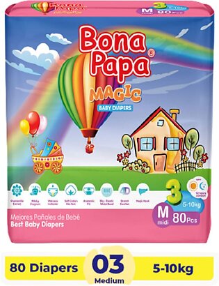Bona Papa Magic Baby Diaper Medium Size - 80pcs