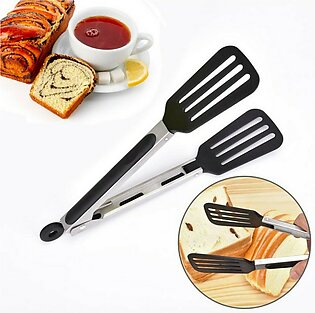 Tong Nonstick Chimta For Kitchen Use NonStick Stainless Steel 10 Inch Kitchen Tong Big Size BBQ Tong Paratha Grabber Food Buffet Salad Clip Bread Clamp Ice Tong Egg Tong Serving Cooking Utensil BBQ Accessories Bar Chimta Kabab Fry نان اسٹک چمٹ