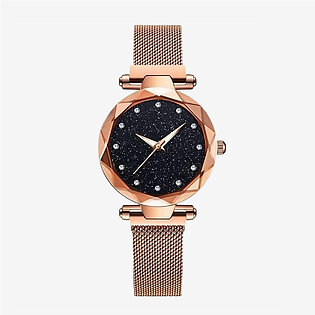 Cute And Classy Golden Magnetic Ladies Wrist Watch