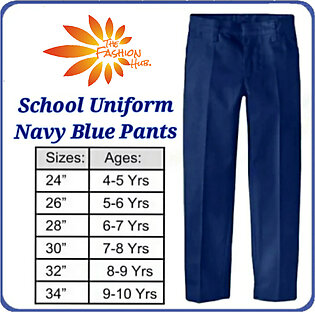 School Uniforms Blue Pants / Half Elastic Navy Blue Pant / (Size 24-34)