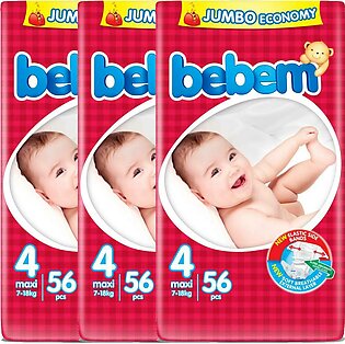 Pack of 3 -bebem jumbo maxi (size-4 ,56 pieces, 7 -18 kg)