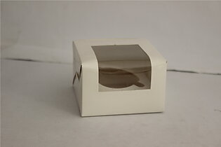 one cupcake, white, cupcake box,  with window