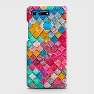 Huawei Honor View 20 Cover Case Colorful mermaid Hard Cover- Design 13 Cover