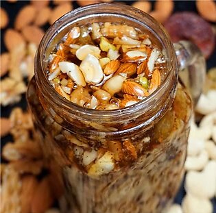 Mix Dry Fruits With Organic Desi Honey 500gram Jar