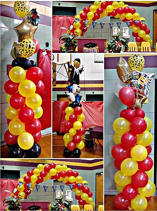 Pack Of 100 Balloons - (50 YELLOW + 50 RED) - 14 Inch Pearl Shape Latex Birthday Party & Decoration Balloons