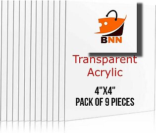 Pack Of 9 Transparent Acrylic Sheet 3mm 4x4 Size