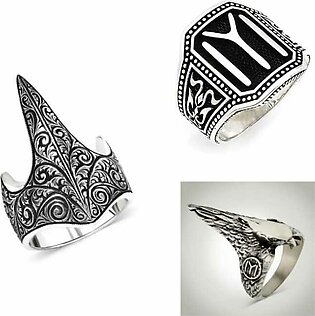 PACK of 3 Ottoman Empire Kayi Ertugrul Ring Antique stainless Steel Thumb ring for men boys