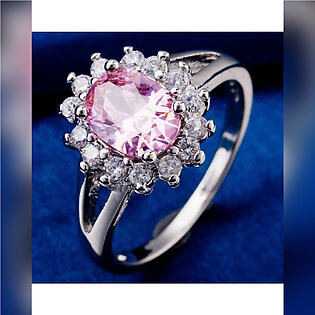 Pink Zircon Silver Plated Ring