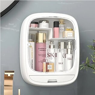 Vanity Rack Wall-mounted Cosmetic Storages Box Punch-free Bathroom Toilet Wash Hand Table Storage Rack - At