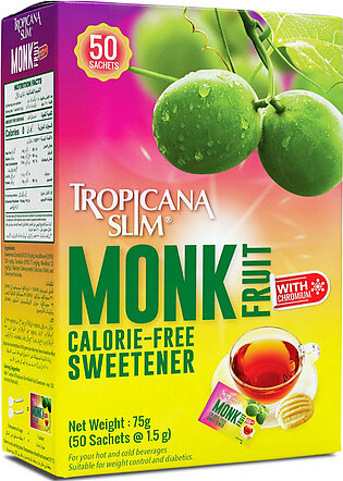 Tropicana Slim Stevia Monk Fruit Sweetener 50 Sachets