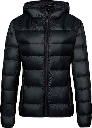Ladies Black Puffer Parachute With Cap Jacket For Women