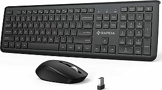 Wireless Keyboard And Mouse Set, Sbarda 2.4 Ghz Wireless, Full Size Compact Silent Computer Keyboard And Mouse With 13 Multimedia Shortcut Keys For Computer, Pc, Desktop, Laptop,