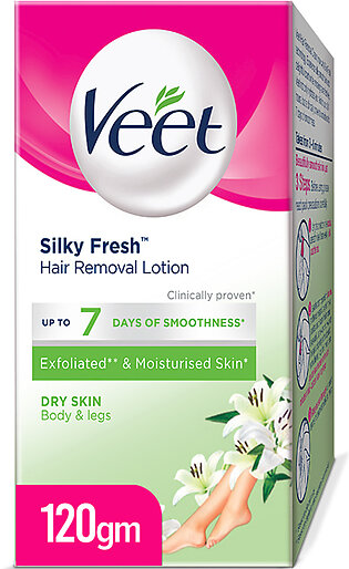 Veet Silky Fresh Hair Removal Lotion for Dry Skin with Shea Butter and Lily Fragrance 120gm